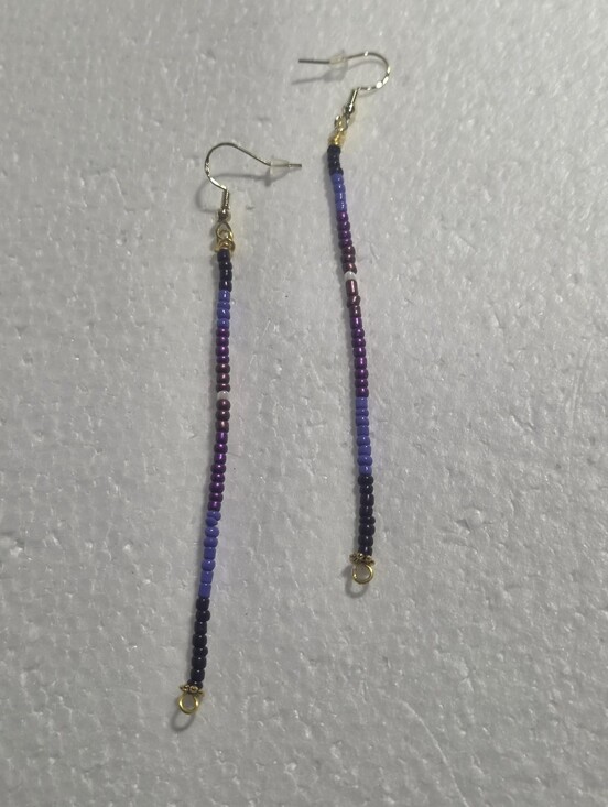 Hand Crafted Jewelry - Handcrafted Purple Seed Bead Drop Earrings